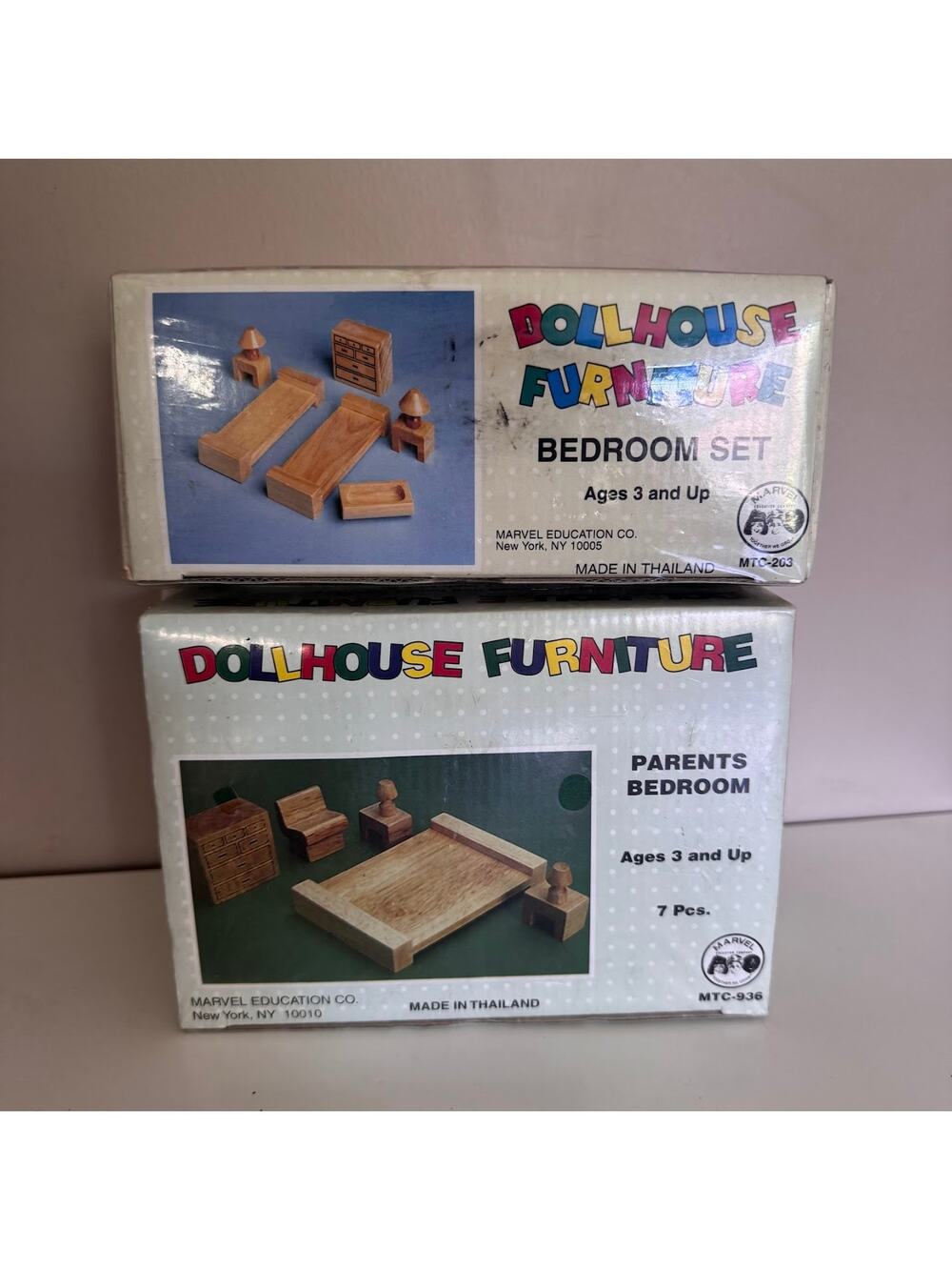 Marvel Education Co. Dollhouse Furniture Bedroom Set Wood